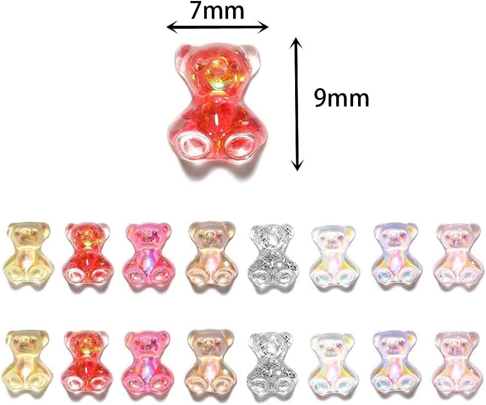 32 Pieces 3D Resin Bear Nail Art Decoration Cute Bear Resin Crystal Nail Polish