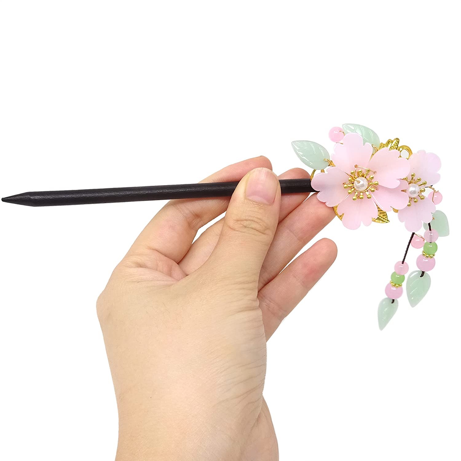Honbay Chinese Style Retro Tassel Flower Hair Stick 1 Count (Pack of 1), Pink