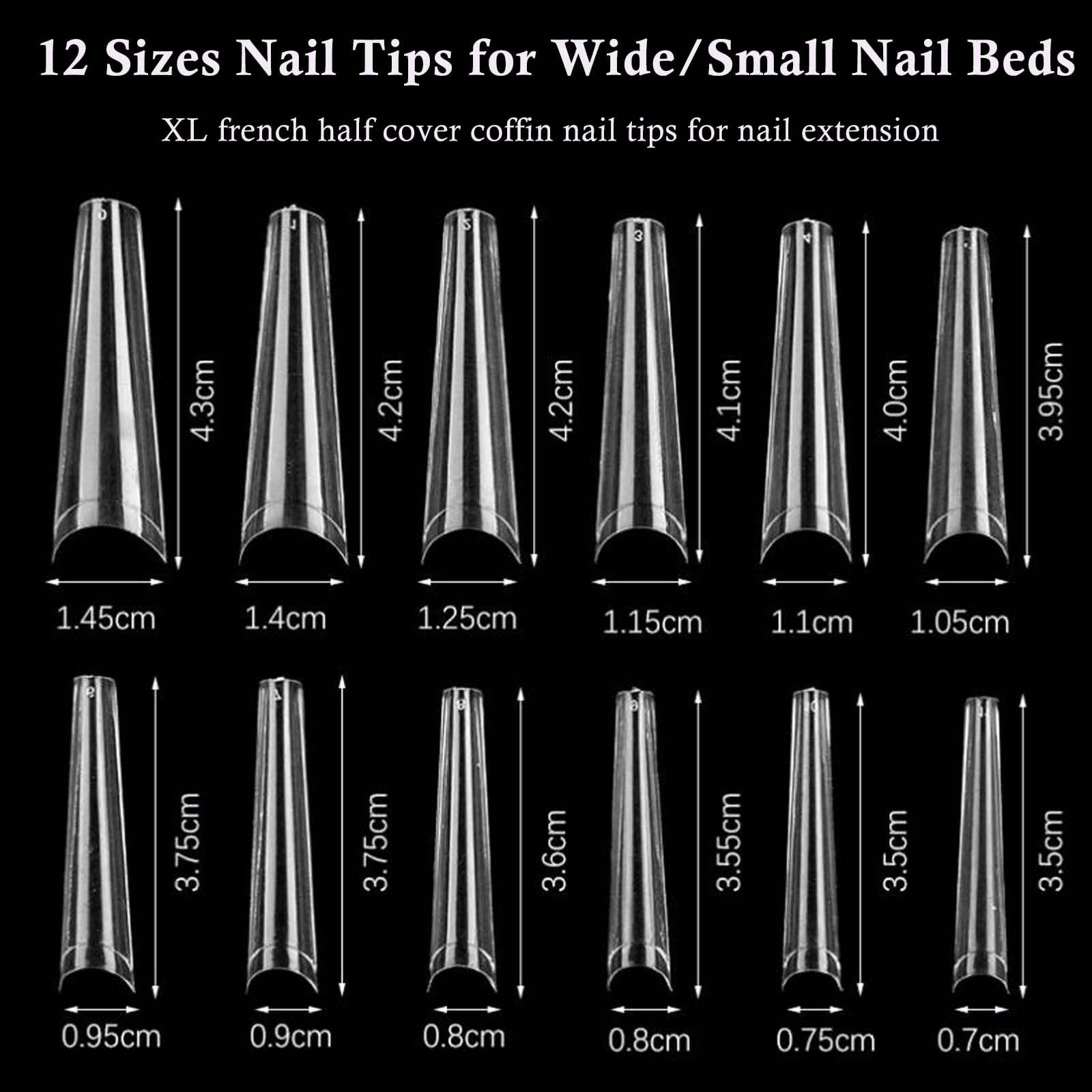 240pc Extra Long French Coffin Nail Tips, Soft Gel Coffin Fake Nails, XL Gel …