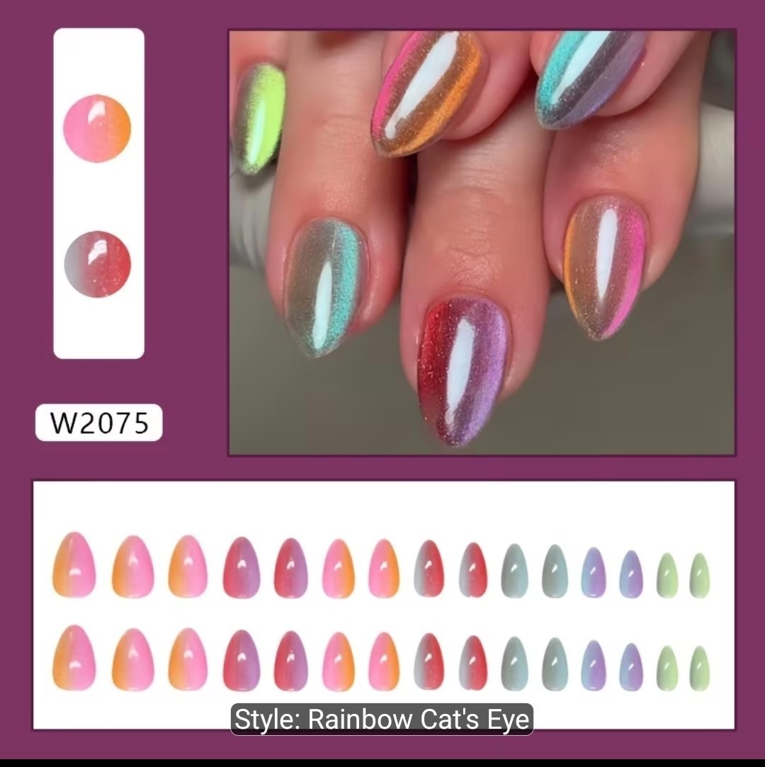 Multi-color fake nails Excellent Quality (count of 30) includes nail glue