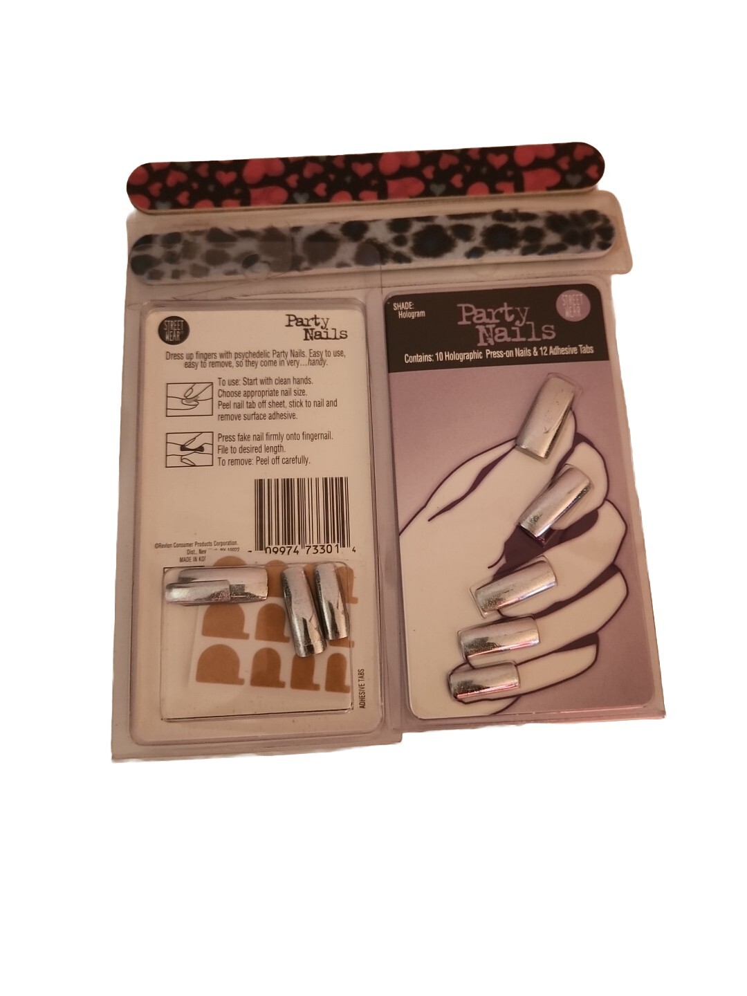 2 Pack Revlon Street Wear Party Nails Press on Nails Hologram 2 nail files