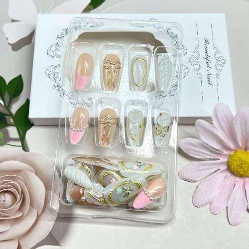 3D Flower Butterfly Press on Nails Spring Summer Floral Handmade False Nail