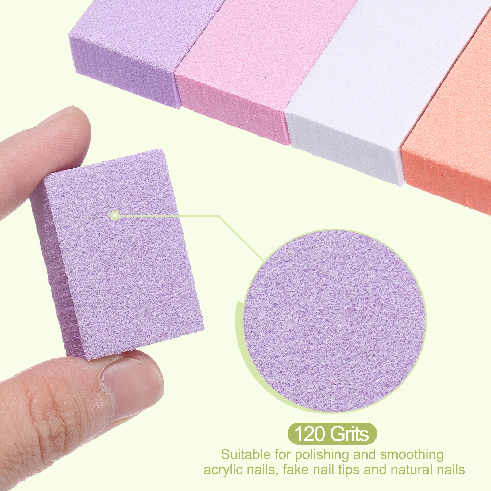 100pcs Nail Buffer Block 120 Grit Nail File for Nail Buffing, Purple