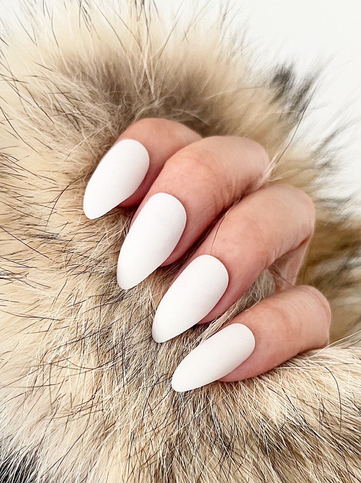Handmade Press On Nails – Matte Short Almond Nails, Black White Blue Fake Nails