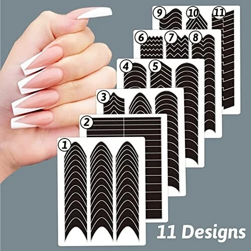 1422 Pcs French Tip Nail Guides, Self-Adhesive French Manicure, 36 Sheets