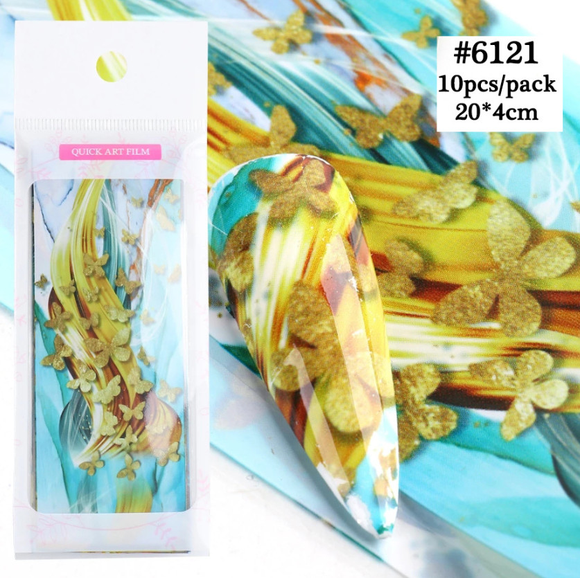 10Pcs Gradient Geometric Floral Nail Art Foil Marble Design Decoration 6121 NS47