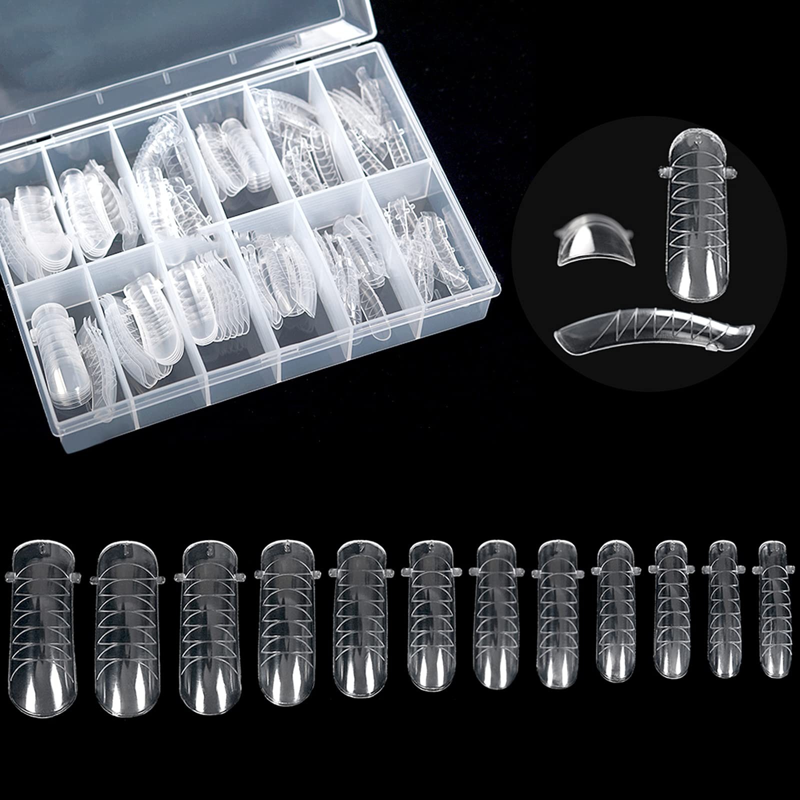 120PCS Clear Full Cover Dual Nail System Form UV Gel Acrylic Nail Art Mold Ar…