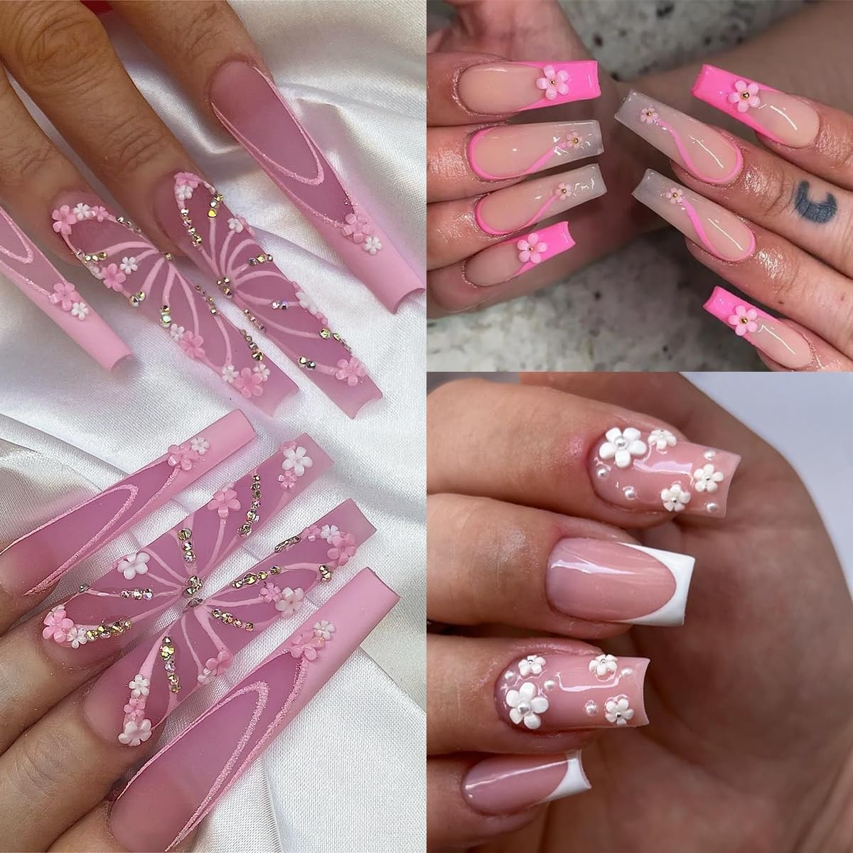 3D Flowers for Nails, 3D Flowers Nail Charms, Metal Butterfly Nail Charms with
