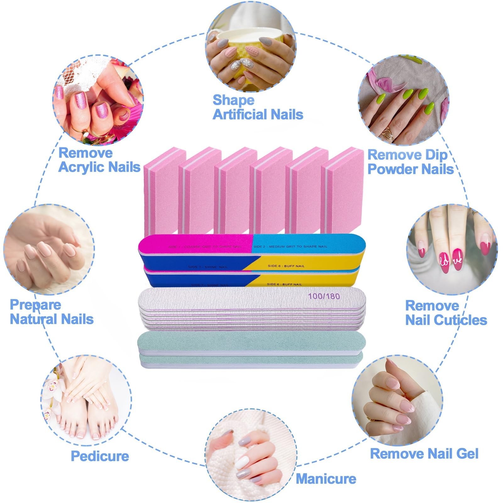 Nail File and Buffer Set (16 Pack), Nail File Kit Professional Nail Files & B…