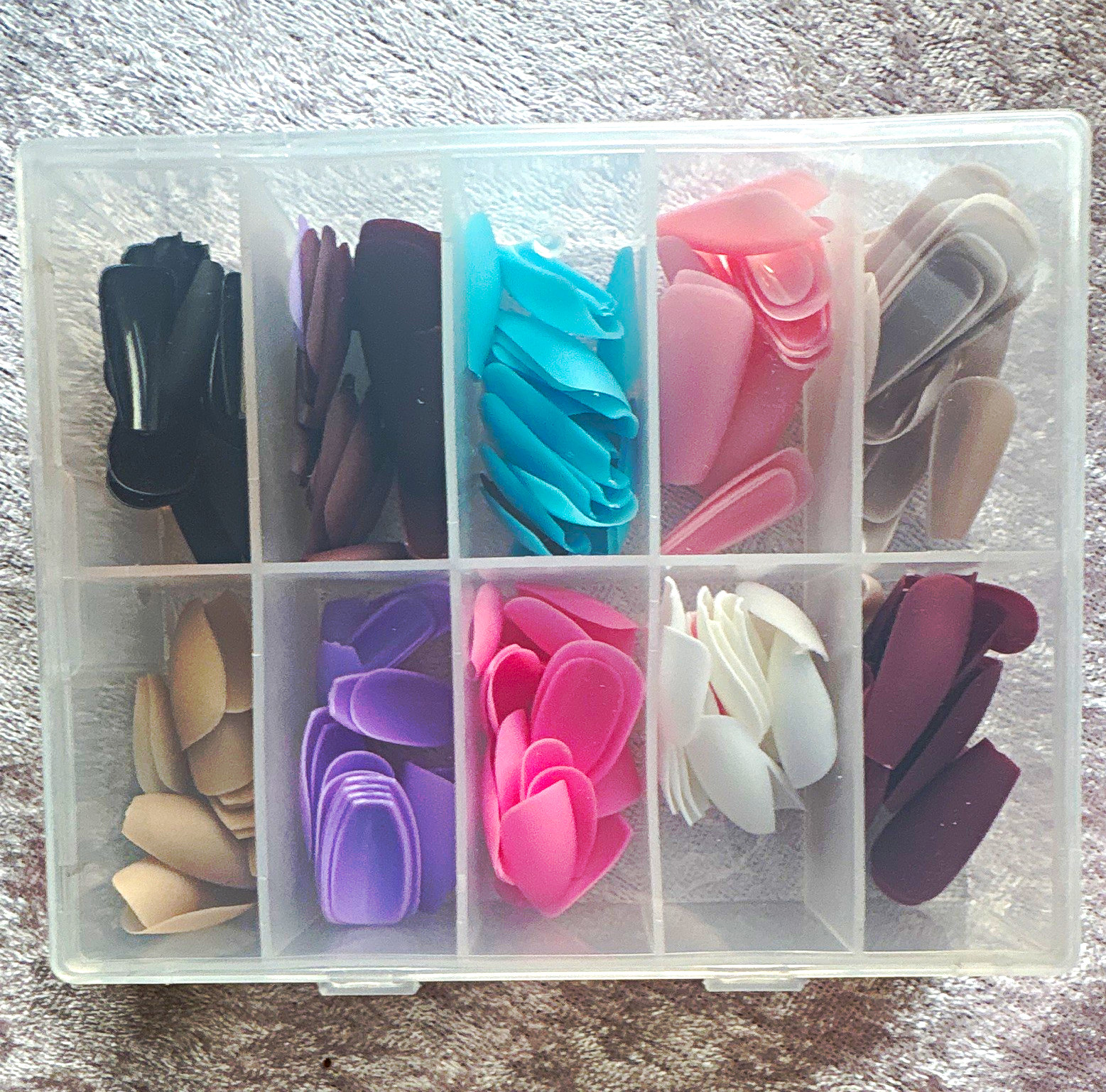 Multicolor Coffin Full Cover Plastic Nail Tips Set w/ Storage Box for Nail Art