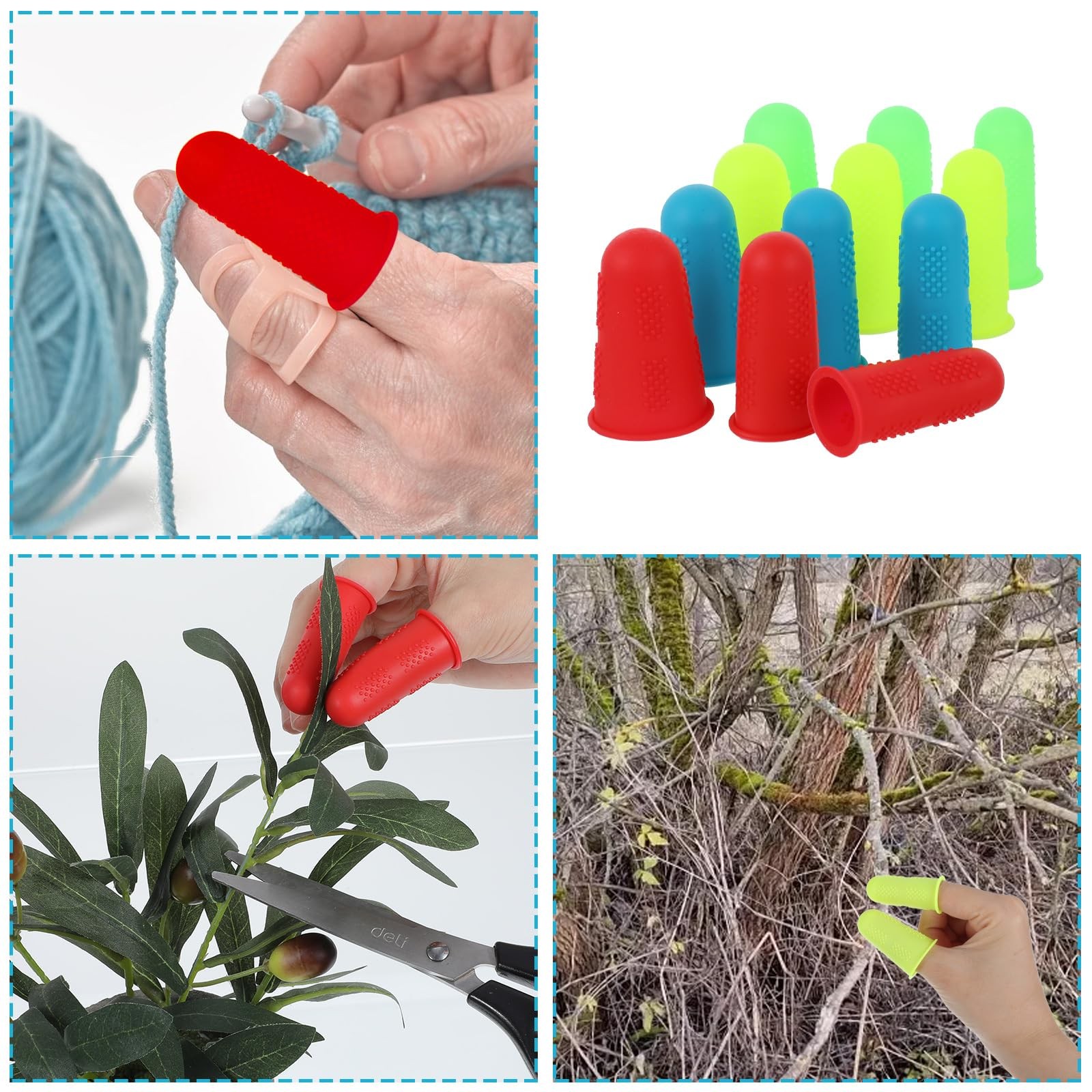 12 PCS Silicone Finger Protectors Covers, 3 Sizes Rubber Finger Tips Office T…
