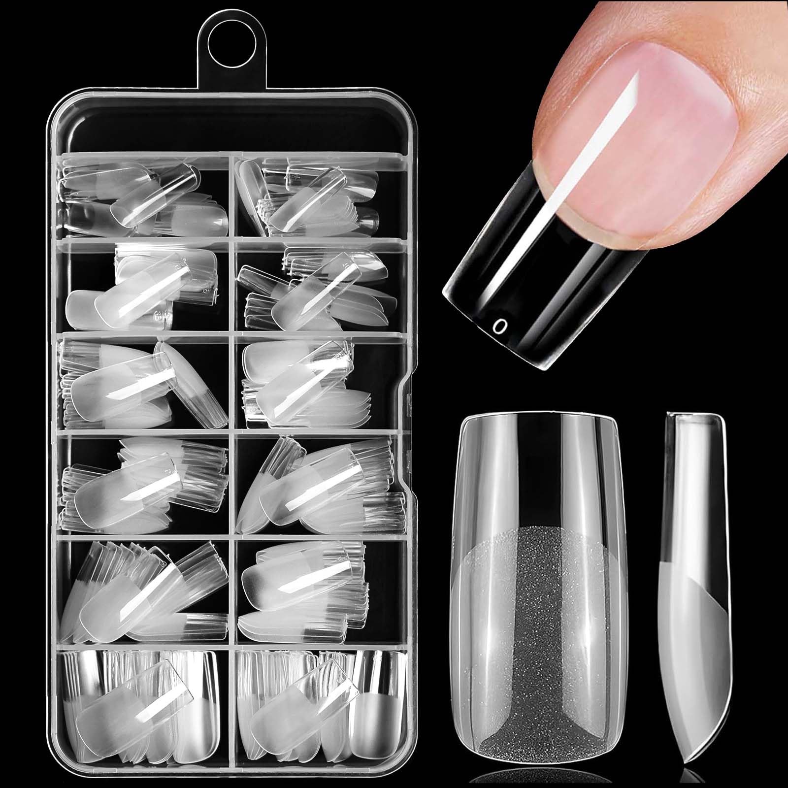 240pc Medium Nail Tips Square Fake Nails Clear Press ons Nail, Medium Square …