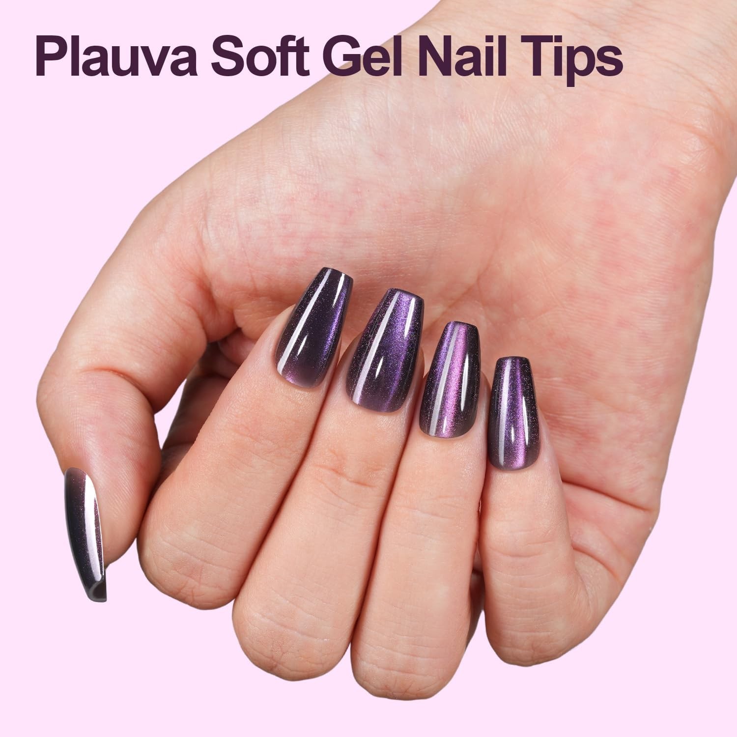Durable Cat Eye Glitter Press On Nails – 150Pcs in 15 Sizes for Effortless Style
