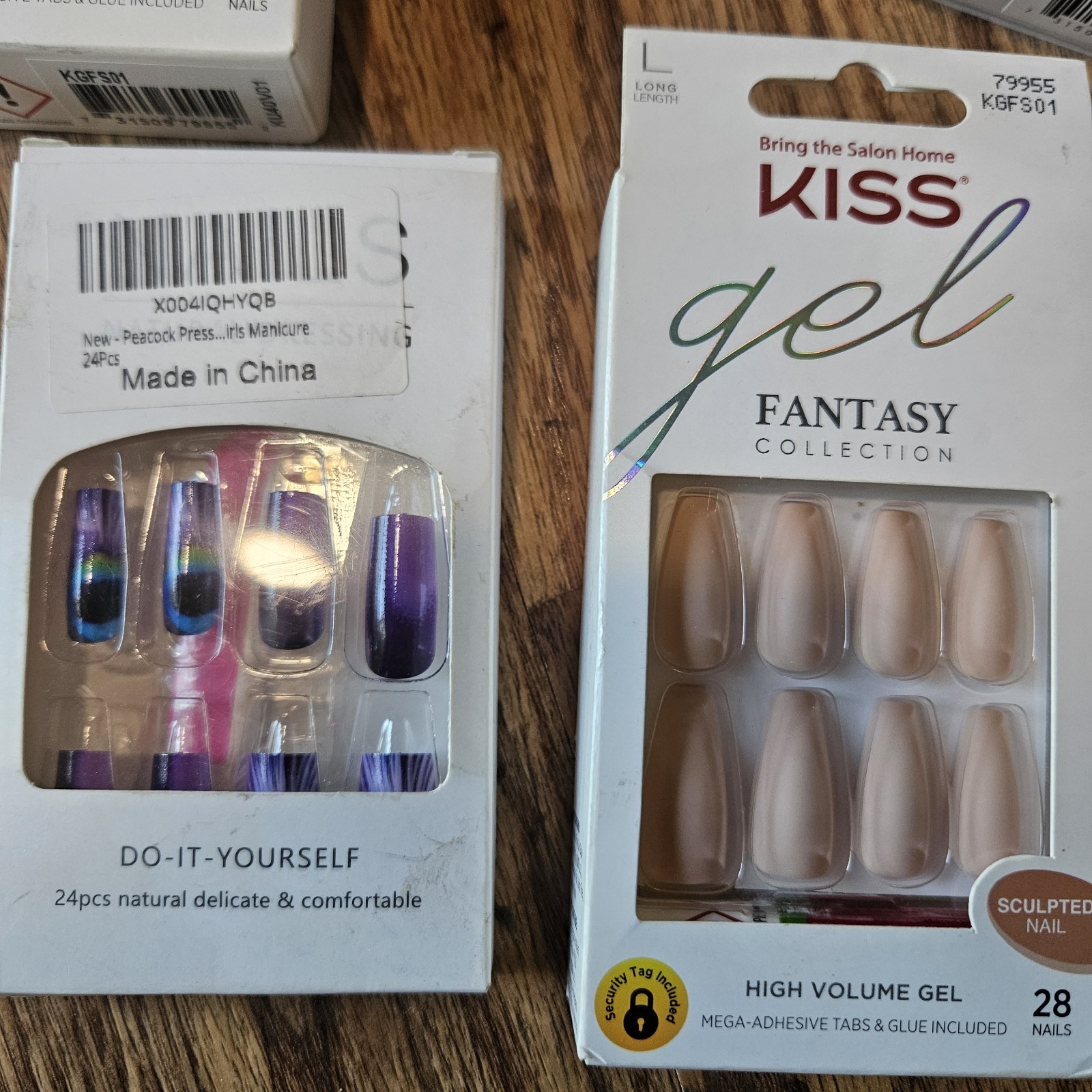 Kiss Gel Fantasy Sculpted Press-On Nails Assorted Styles & Colors Lot OF 7