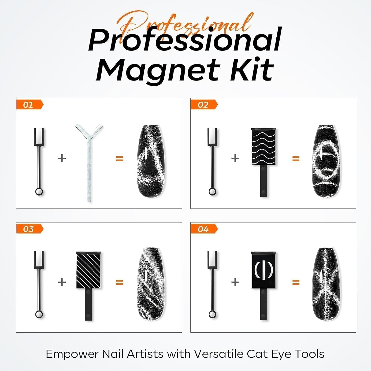 Cat Eye Magnet Set, 15PCS Multi-Shape Nail Magnet for Cateye Gel Polish, Heart M