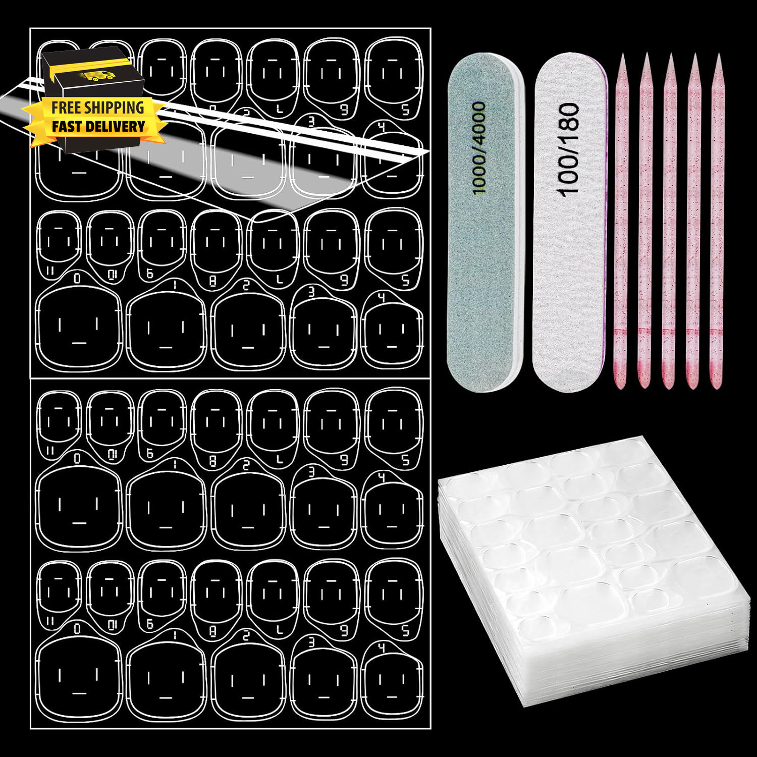 960 PCS Nail Adhesive Tabs for Press on 40 Sheets,12 Size Sticky Tabs for Fake N