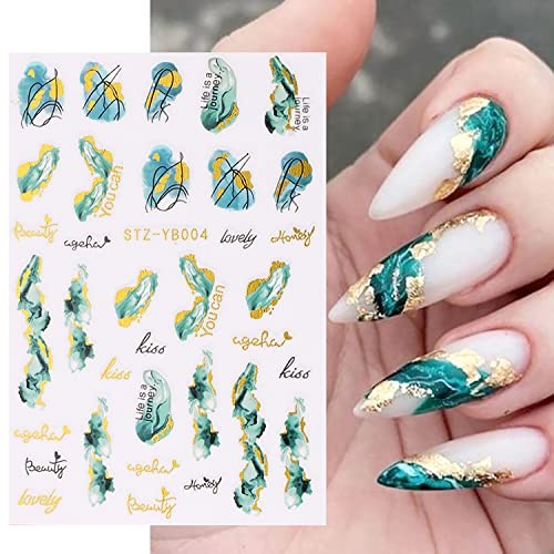 Nail Art Stickers Decals, 3D Stripe Line Nail Self-Adhesive Sticker Marble Wave