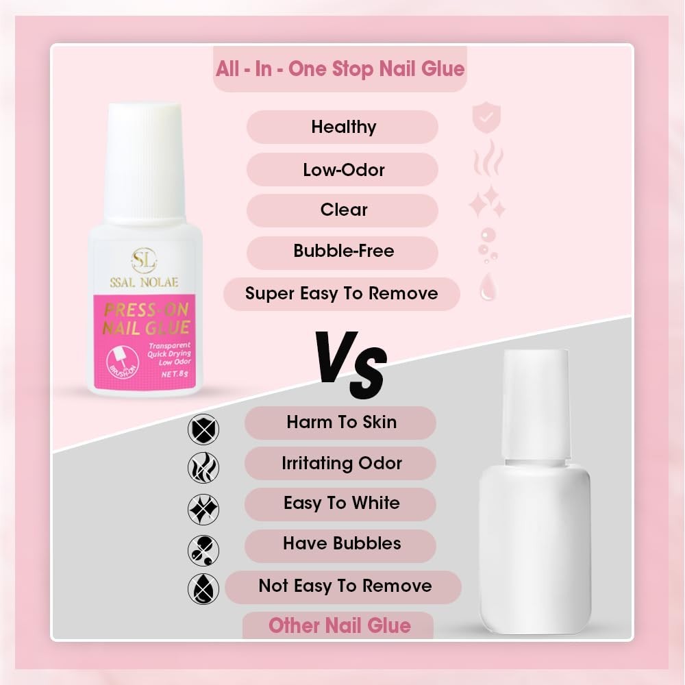 Super Strong Nail Glue for Press on Nails- Salon Quality for Acrylic, Fake Nails
