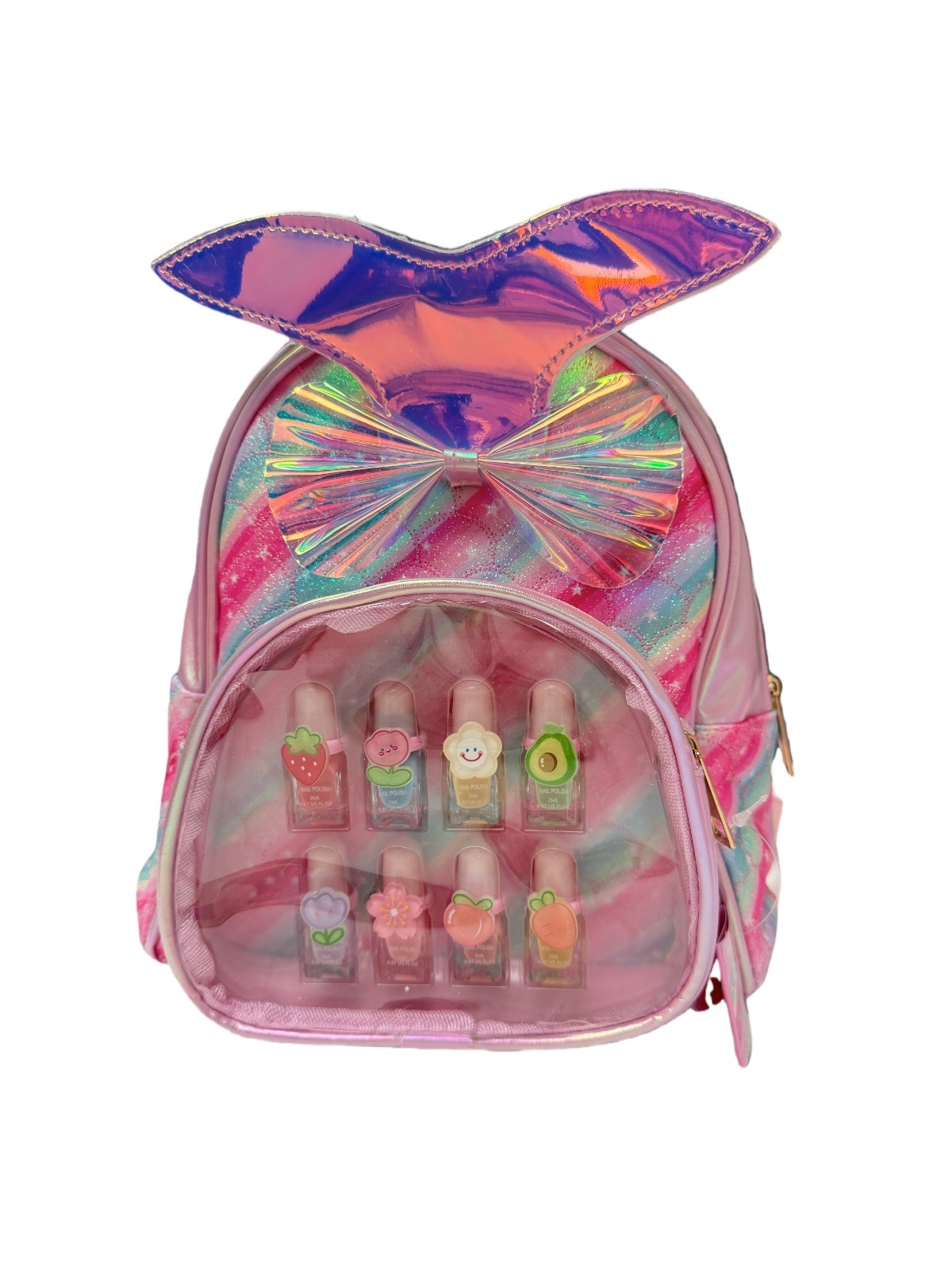 Fondbeauti Mermaid Sparkle Makeup Backpack nail polish set 8 in 1 gift for kids