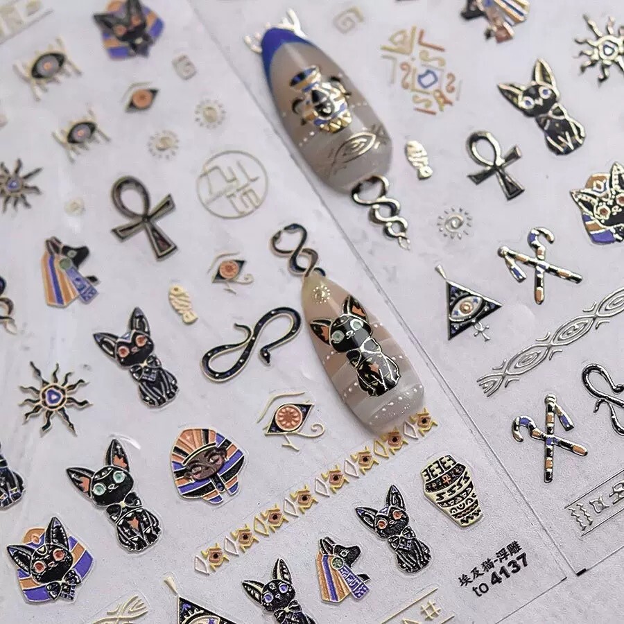 Nail Art Stickers 3D Egyptian Mau UK Post