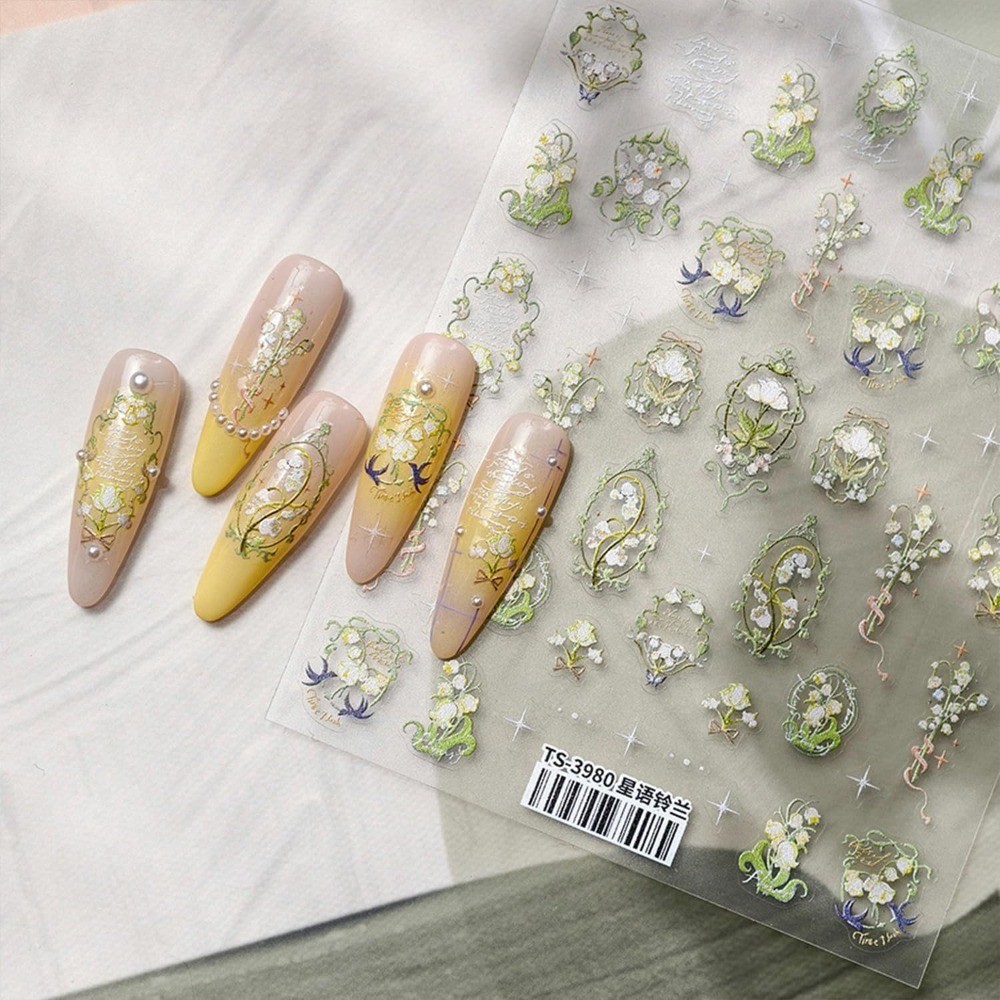 Spring Summer 3D Floral Nail Art Stickers Self-Adhesive Flower Plant Nail Decals