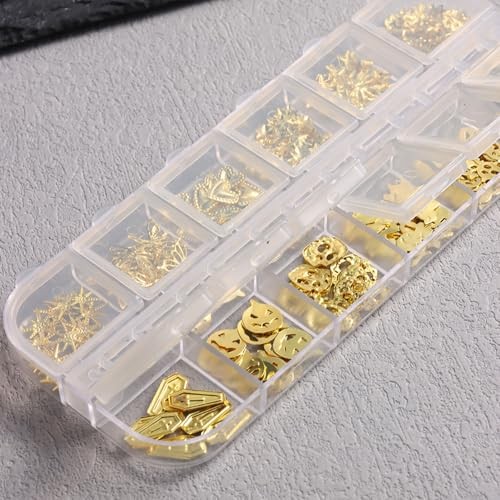 Metal Halloween Nail Charms for Nails Art 3D Gold Silver Skull Ghost Nail