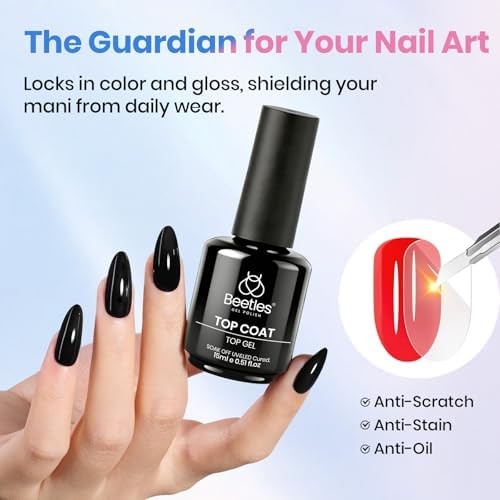 Beetles 2 Pcs 15ml No Wipe Gel Top Coat and Base Coat Set | Long Lasting Soak Of