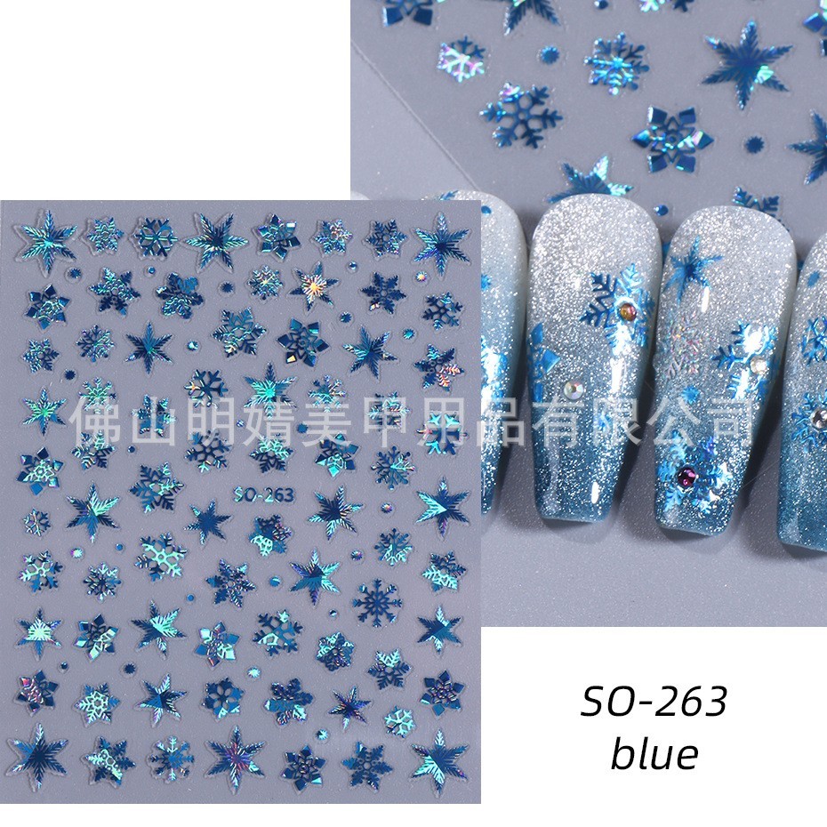 5Pcs Snowflake Star Christmas Nail Sticker Elegant Fashion Slide Decoration NH27