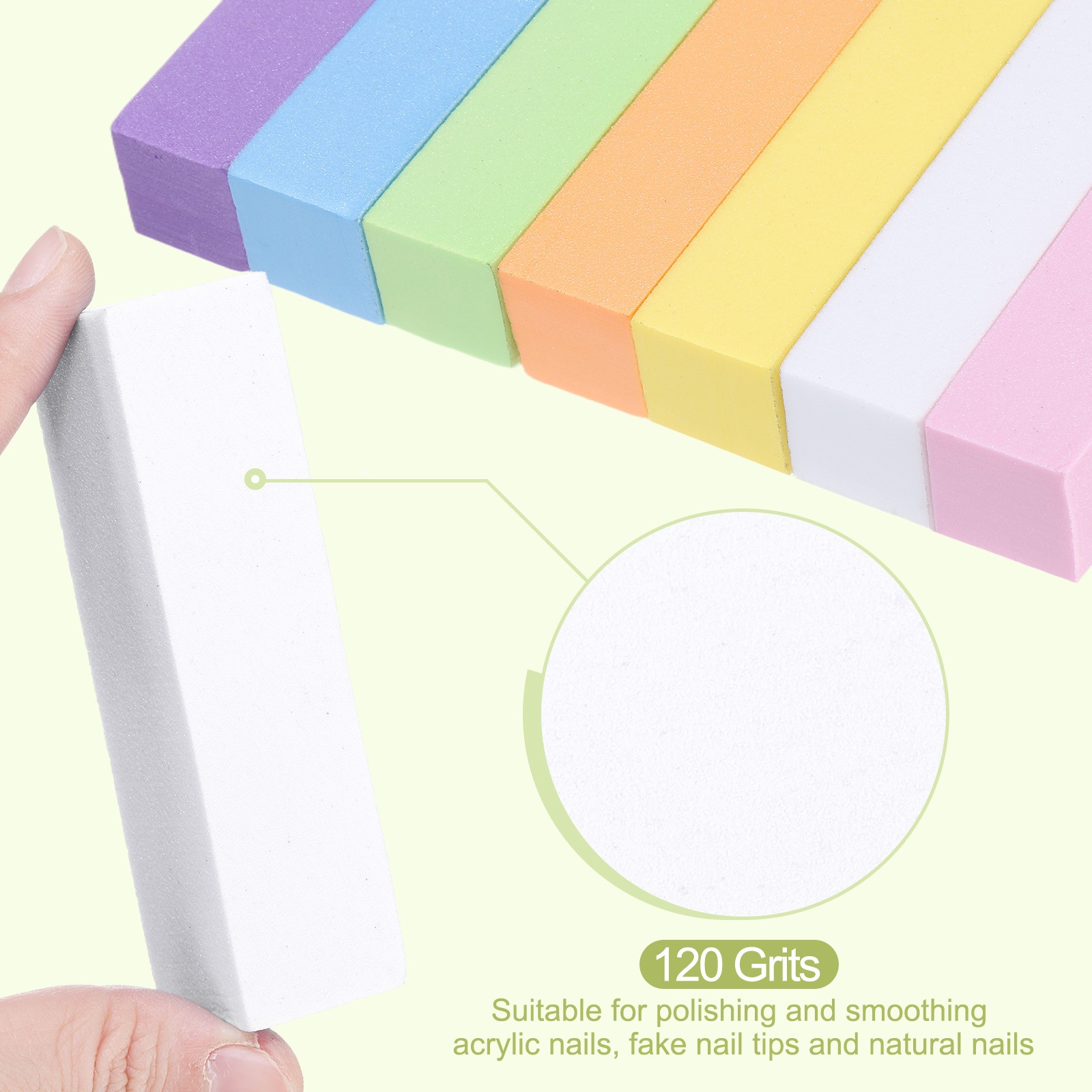 8pcs Nail Buffer Block 120 Grit Nail File for Nail Buffing, White
