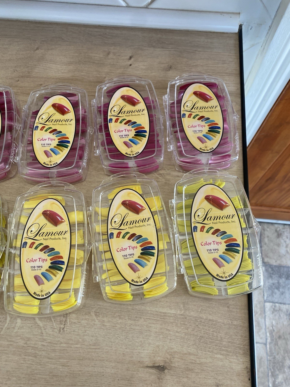 Lamour Nail Products Coloured Tips 5 Yellow 5 Purple 1100 Total USA 0-10