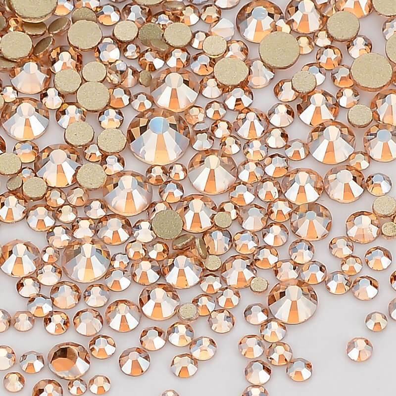 1440pcs Mix Size Champagne FlatBack Rhinestones For Nail Art Crystal SS3-SS20