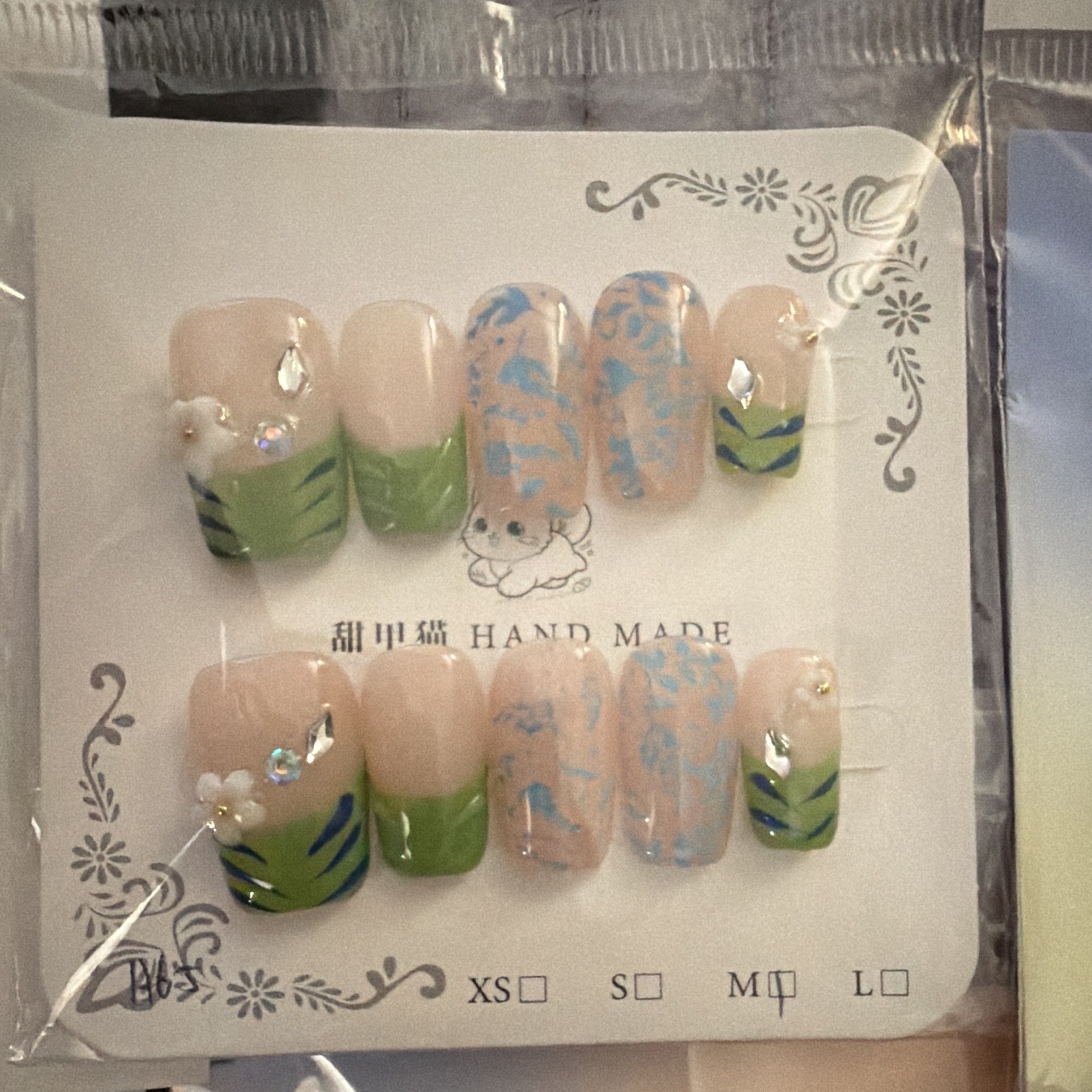 Press-On Nails Size Medium Square 3D