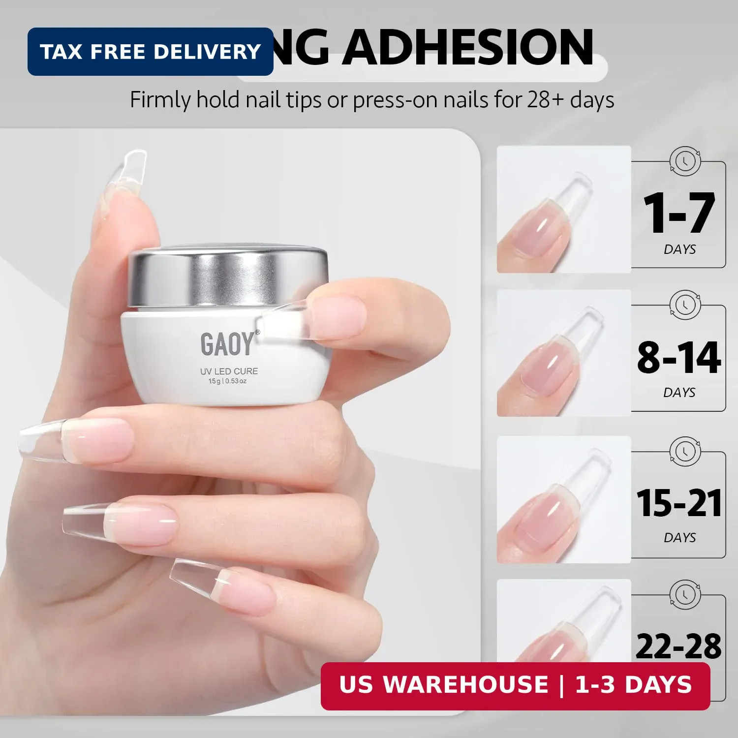 GAOY Solid Nail Glue Gel for Nail Tips, 15g Strong Solid Glue for Press Ons, Fal