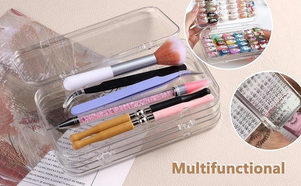 Press On Nail Organizer Case, Tri-Fold Clear Acrylic Empty Press On Nail Storage