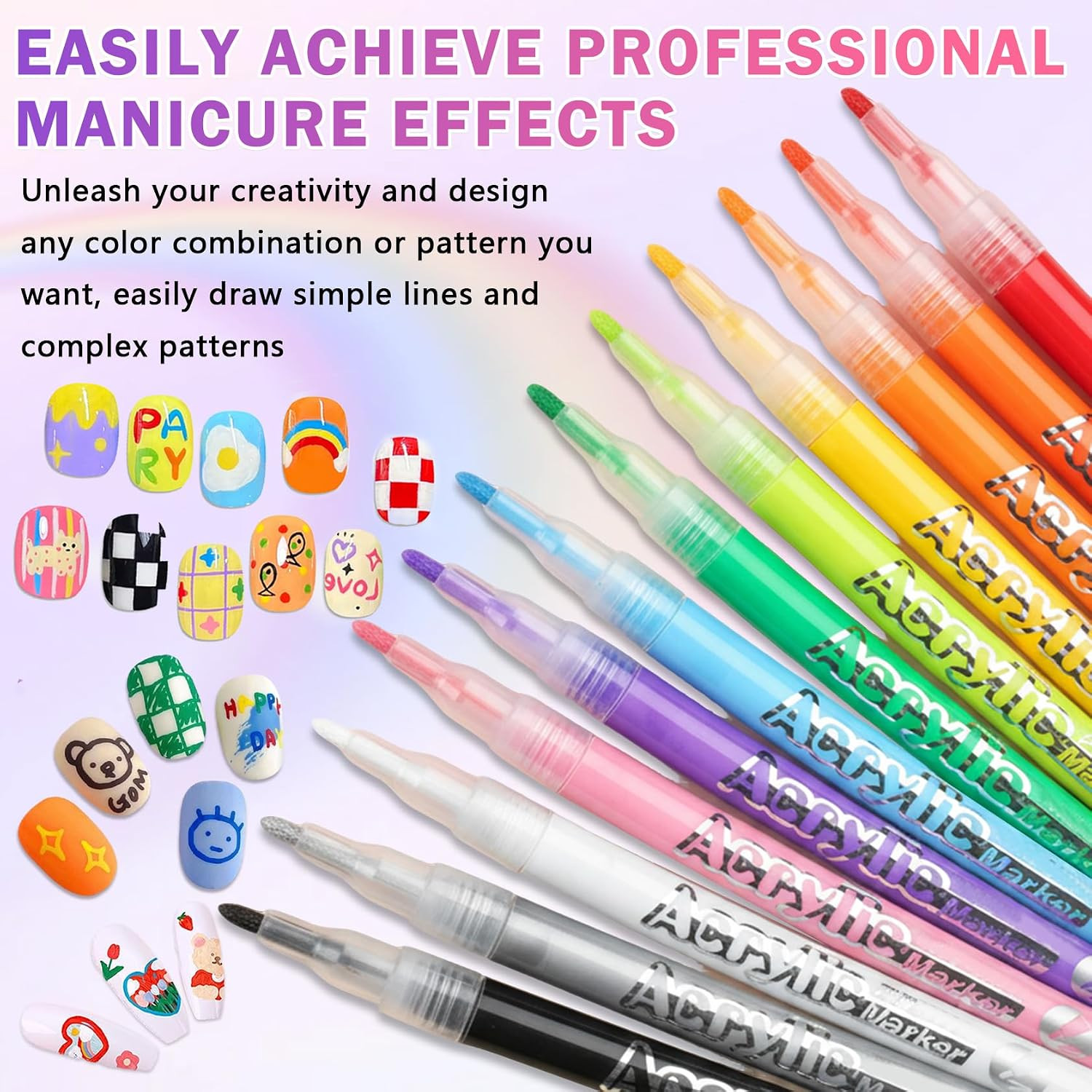 Nail Art Pens Markers Acrylic Paint Nail Polish Pen Drawing Dotting Quick Dry