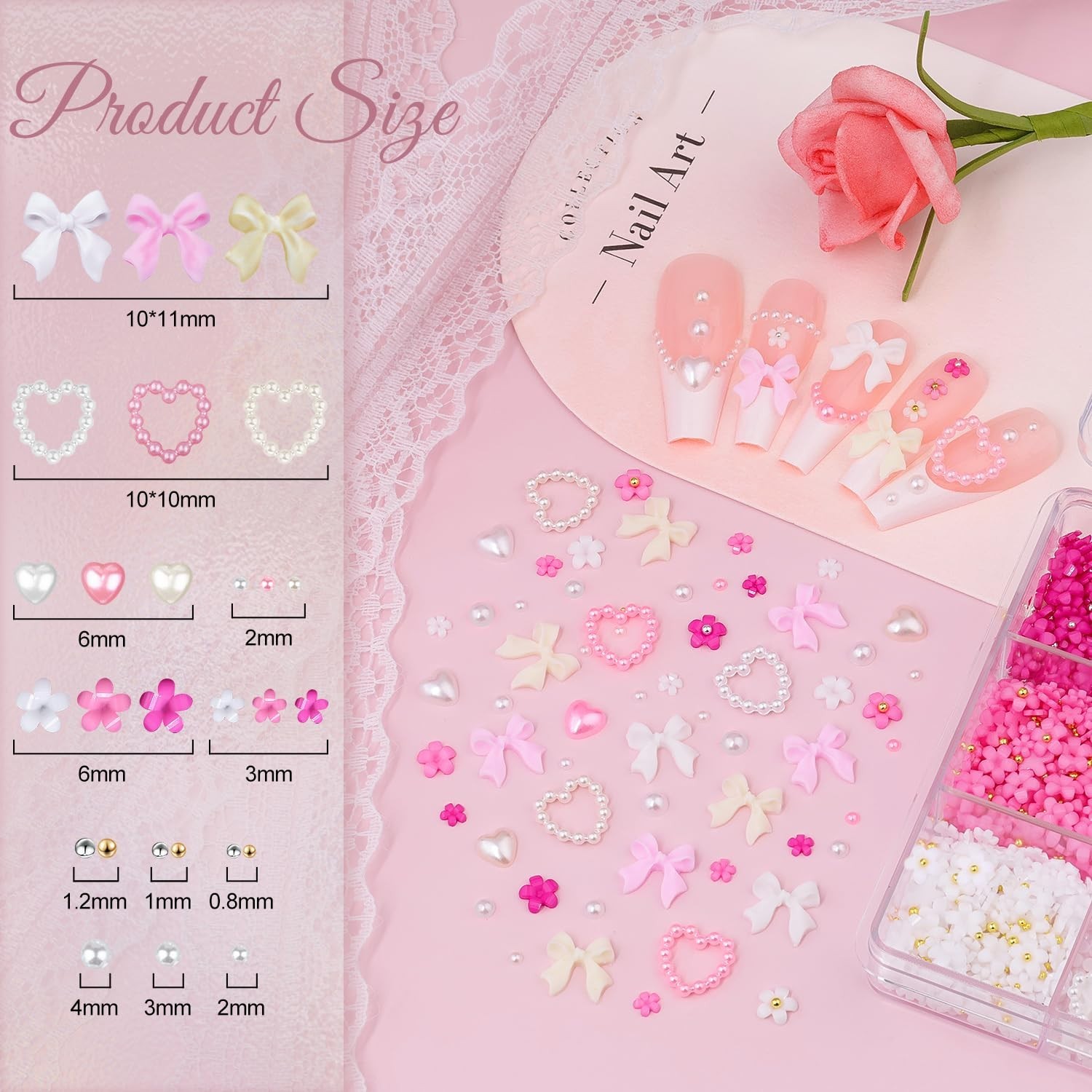 3D Nail Charms and Gems Set 8 with Rhinestone Glue, 20PCS Chunky Butterfly Ch…