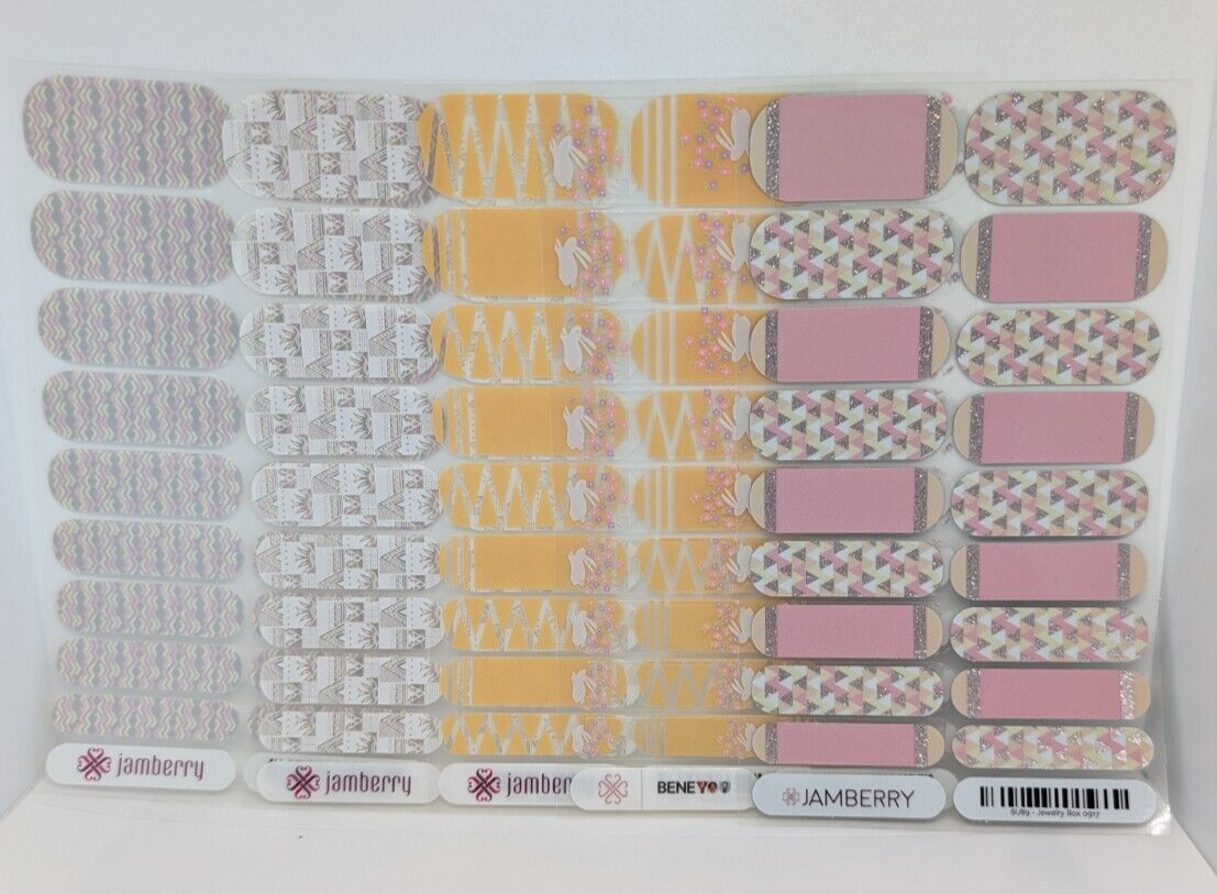 Jamberry Nail Wraps Full Sheets Easter Bunny Flower Yellow Pink Spring Lot of 5