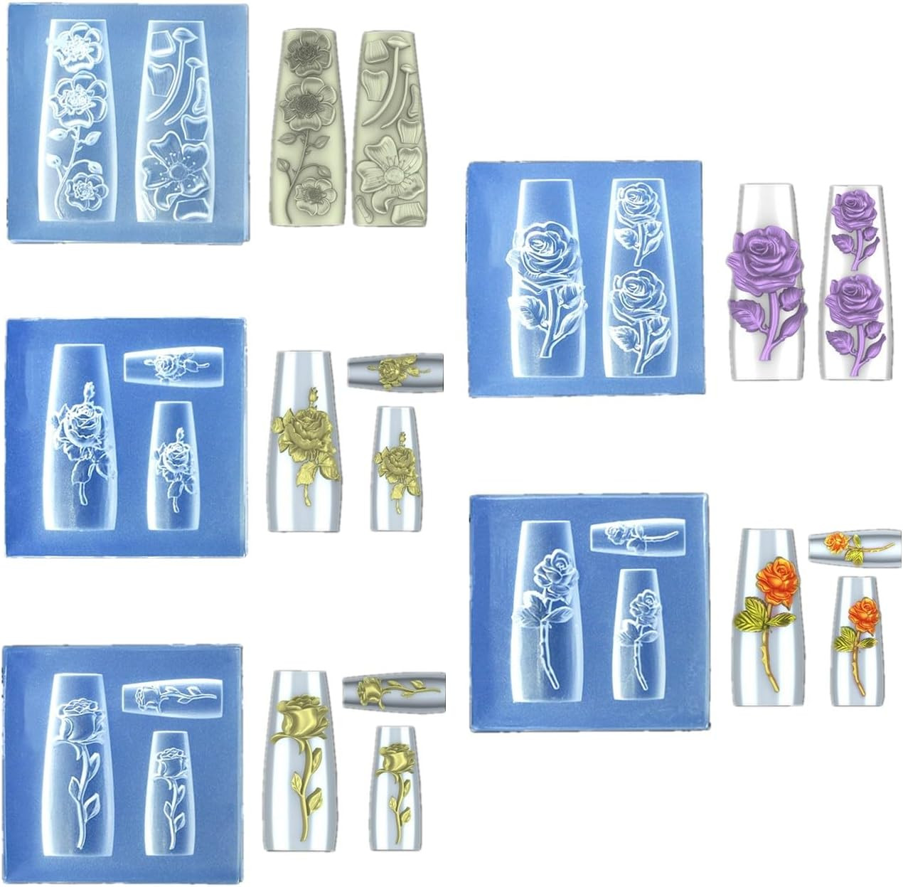Nail Art Embossing Mold 3D Rose Flowers Chinese Loong Carving Mold Nail Art Deco