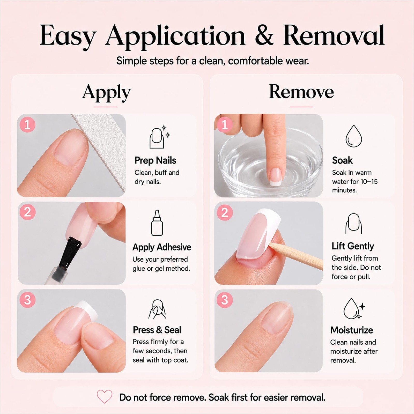 Beetles French 15 Sizes, 0 – Press On Nails Only | Short Square | Pink