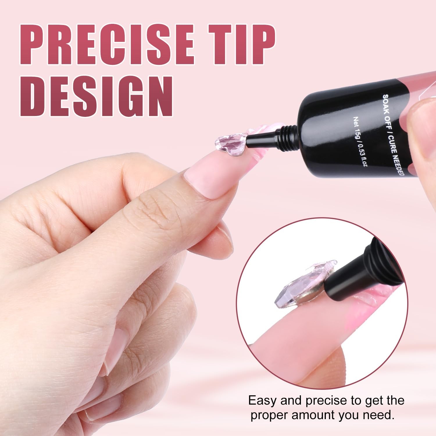 Rhinestone Glue for Nails,45g Super Strong No Wipe Nail Charm Glue for Crysta…