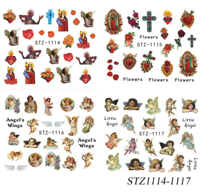 8 Sheets Nail Art Stickers Water Transfer Decals Mary Angel Christian Jesus NS19