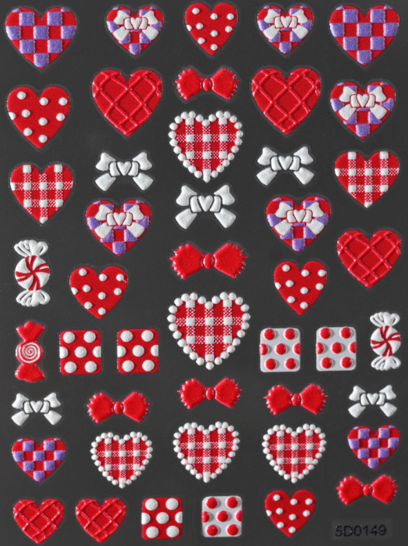5D Engraved Heart Bow Bear Butterfly Nail Art Stickers Decals Self Adhesive NH20