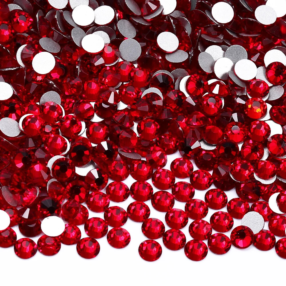 Siam Glass Flatback Rhinestone Glitter Red Glue On Crystal Diamond for Nail Art