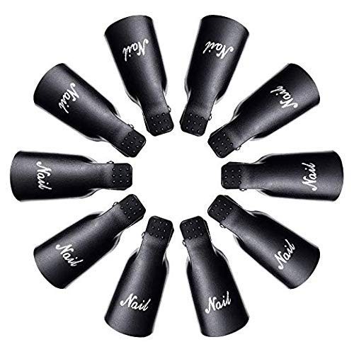 HiMo 10PC Plastic Acrylic Nail Art Soak Off Cap 10 Count (Pack of 1), Black