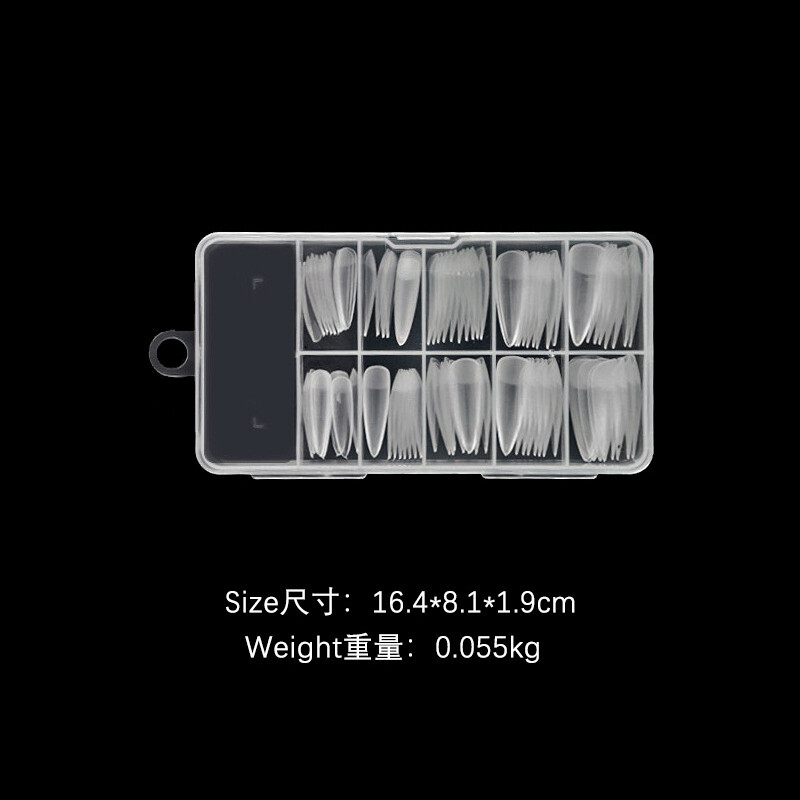 100 Pcs False Nail Tips Clear Nails Square Almonds Waterdrop Sanding Frosted DIY