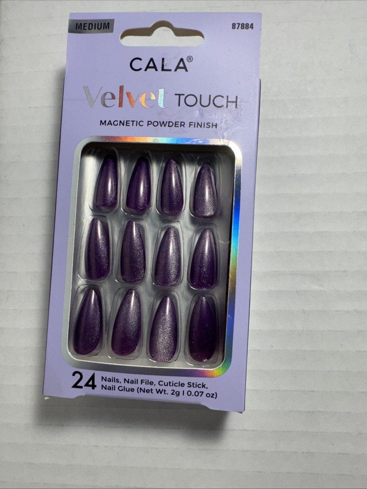 CALA Velvet Touch Magnetic Powder Finish Medium Coffin Press On Nails 24 Count