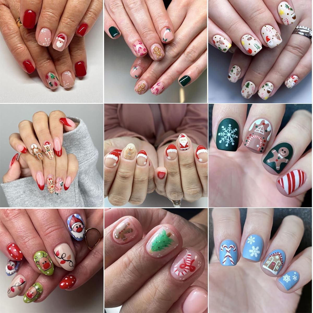 30Pcs/Set Glitter Christmas Nail Sticker 3D Self- Adhesive Nail Decals with C…