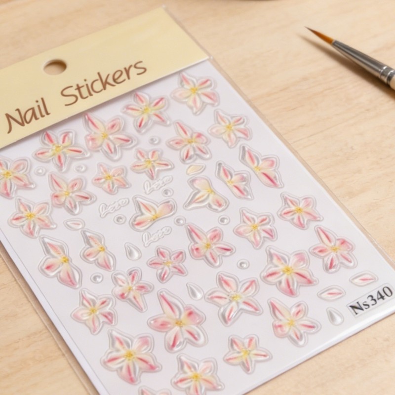 Chic 5D Floral Nail Stickers With Shell Glow Finish Quick And Easy To Use