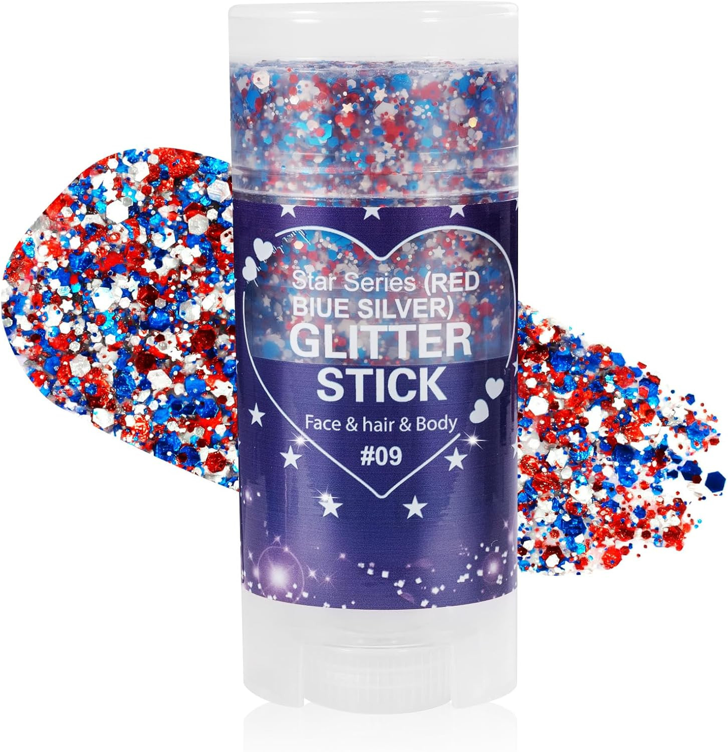 Patriotic Red White and Blue Body Glitter Stick,4Th of July Accessories,Sparklin