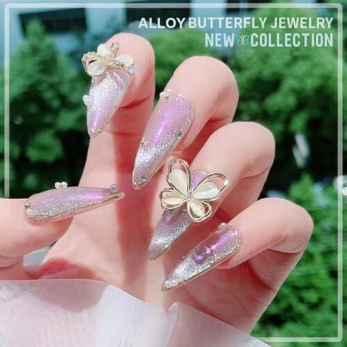 32 Pcs Butterfly Nail 1 Box Luxury Style Nail Charms – Golden Butterflies(A)